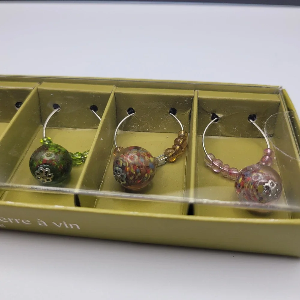 Pier 1 Imports Beaded Wine Glass Charms Set of 6 Multicolor 2519295